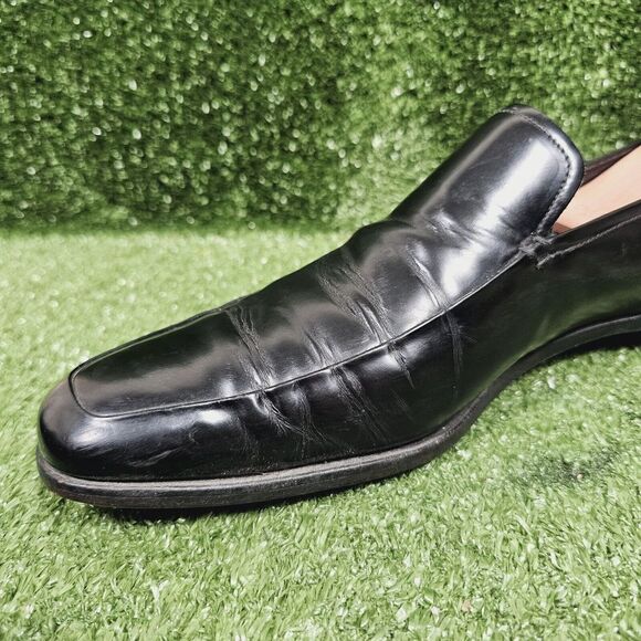 Prada Black Leather Slip On Loafers Dress Shoes Italy Mens SiE US 11.5 EU 10.5 - Picture 10 of 16